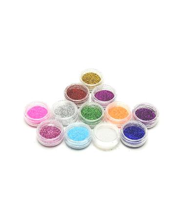 12 Mix Color Glitter Powder Dust Nail Art Acrylic Glitter Powder Nail Tips Decoration DIY Nail Art Pigment Glitter Dust Powder Set
