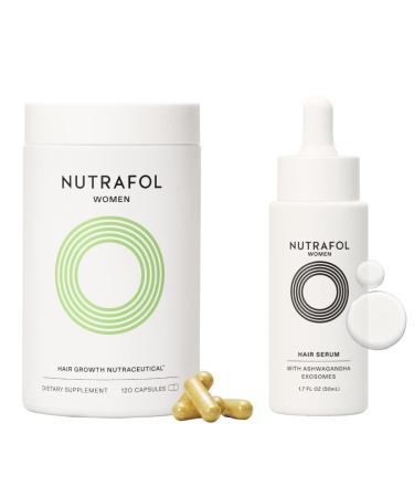 Nutrafol Women's Hair Growth Supplements and Hair Serum  Ages 18-44  Clinically Tested for Visibly Thicker and Stronger Hair - 1 month supply  1.7 Fl Oz Bottle