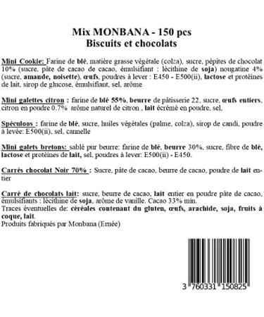 Monbana | Assortment of 150 mini biscuits and mini chocolates | to give or to enjoy over a coffee or a gourmet drink | Gluttony - Buy Online on GoSupps.com