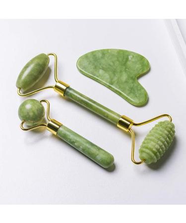 3-in-1 Face & Body Jade Roller and Gua Sha Set | 100% Natural Real Stone | Authentic Anti-Aging Beauty Tool - Buy Online on GoSupps.com