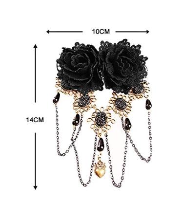 XLKJ Retro Gothic Rose Hair Clips | Rhinestone Hairpins & Lace Tassels Headdress for Women & Girls - International Shipping - Buy Online on GoSupps.com