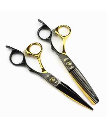Hair Cutting Scissors 6 Inch Professional JP440C Steel Tiger Scissor Black Cut Hair Scissors Haircut Thinning Barber Cutting Shears Hairdresser Scissors Set