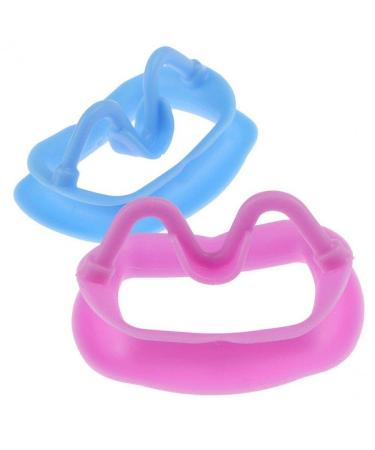 Baokuan Dental Retractor 2PCs soft silicone intraoral lip cheek retractor -mouth opener reusable tooth orthodontis - retractor pink+sky blue