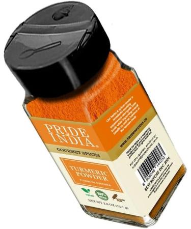 Pride of India Organic Turmeric Grounder High Curcumumum 21 Oz 595 GM Dual Sifter Jar Authentic Indian Vegan Spice Best for Golden Milk - Buy Online on GoSupps.com