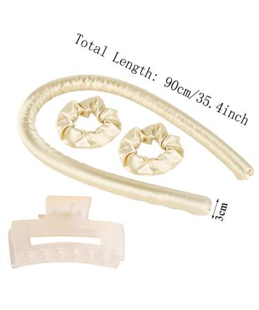 Silk Heatless Hair Curlers for Long Hair - Overnight Headband Rollers for Natural Hair - No Heat Flexible Rods - Champagne - Buy Online on GoSupps.com