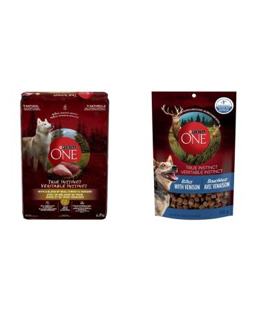 Purina ONE Smartblend True Instinct Natural Dry Dog Food Turkey & Venison 6.8 kg & True Instinct Bites with Venison Natural Dog Treats - 198 g