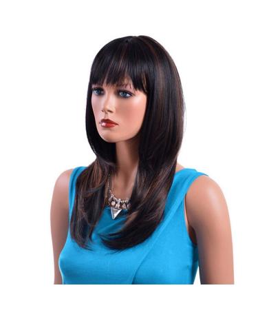 SHIYID Long Straight Natural Wigs for Women - High-Temperature Fiber Black Wigs with Highlights | International Shipping Available - Buy Online on GoSupps.com