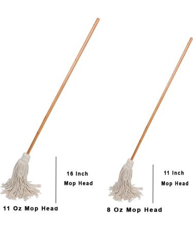Large Wet Deck Cotton Mop w/ Solid Wood Handle - 11 Oz White | American Market - Buy Online on GoSupps.com
