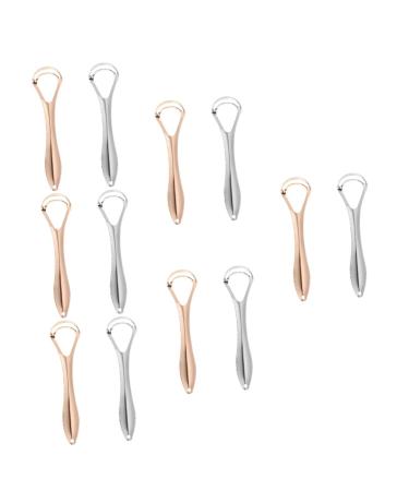 FRCOLOR 12 Pcs Tongue Brush Household Tongue Board Stainless Steel 14X4CMx6pcs Assorted Colorx6pcs