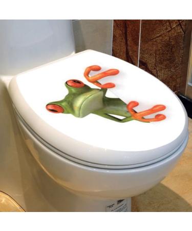 BestOfferBuy Crazy Green Frog Shore Bathroom Toilet Seat Lid Cover Decal Sticker