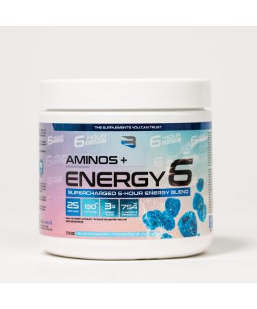 Believe Supplements - Amino+Energy6-6 Hours Energy Supplement with Vitamins Minerals and Stimulants - Boost Focus and Energy - ZERO sugar (Blue Raspberry) - Buy Online on GoSupps.com