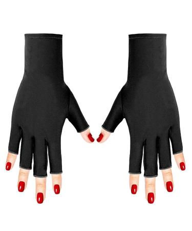 Xree 1 couple UV gloves nails 20 x 8 cm fingerless gloves women UV gloves women manicure gloves anti-UV protection for cycling car ride fitness (black) - Buy Online on GoSupps.com