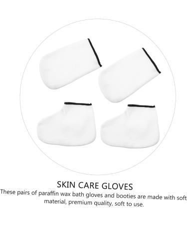 Healeved 2 Pairs Hand and Foot Mask Gloves and Booties Paraffin Socks Covers Paraffin Socks for Feet Exfoliating Shower Mitts Boot Glove Knitted Fabric Hyperthermia White Facial Mask - Buy Online on GoSupps.com