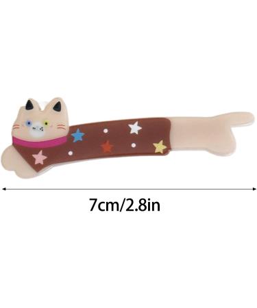 amangul Hair Clip Acrylic Alligator Clip Hair Accessory Cute Cartoon Print Hair Barrettes for Women and Girl(Blue Plaid Cat) - Buy Online on GoSupps.com