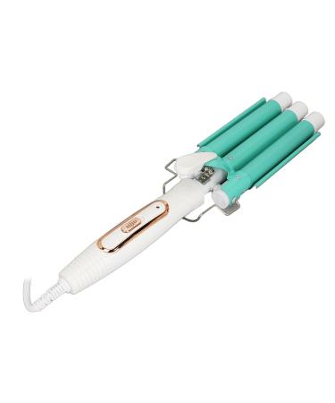 Ceramic Triple Barrel Curling Iron Wand Hair Crimper for Salon Green Adjust Temp Frizz Waves All Hair Types Convenient (US Plug)