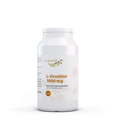 Vita World L-Ornithine 1000 MG 120 Tablets High Dosed Vegan Only 1 Tablet per Day Made in Germany