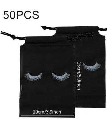 Eyelash Aftercare Bags 50pcs Portable Eyelash Drawstring Bundle Pocket for Travel Reusable Makeup Tool Storage Bags for Women Men Black - Buy Online on GoSupps.com