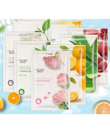 Buy 8 PC Face Cloth Masks Set - Collagen Essence Sensitive & Fruit-Extracted Skincare Mask for Moisturizing - Buy Online on GoSupps.com