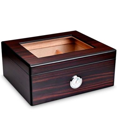 Cigar Humidor Handmade Cedar Wood Cigar Box Desktop Humidor with Hygrometer and Humidifier Removable Cedar Tray - Buy Online on GoSupps.com