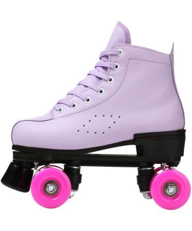 Teafor Womens Roller Skates Purple Classic Roller Skates High-top Double-Row Leather Outdoor Four Wheel Double Skates for Girls Unisex purple flash 41US:8 - Buy Online on GoSupps.com