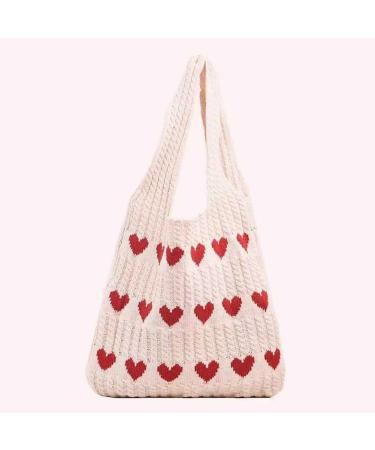 Buy Lovehomily Women's Color Blocked Crocheted Shoulder Bag - Light Large Capacity Handbag with Top Handle & Pendulum Pocket in Apricot | International Shipping Available - Buy Online on GoSupps.com