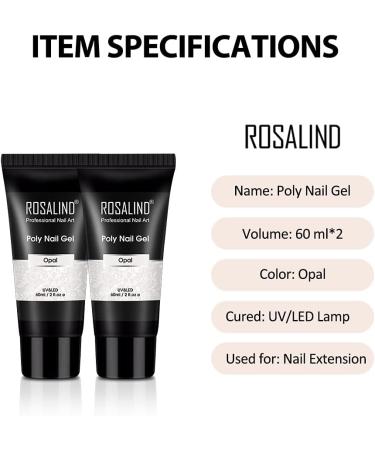 Opal Poly Extension Gel ROSALIND 2 PCS 2 oz White Poly Nail Gel kit Nail Builder for Opal Nail Art Decoration Nail Thickening Poly Nail Gel Tube Easy to DIY Use Need UV Lamp - Buy Online on GoSupps.com