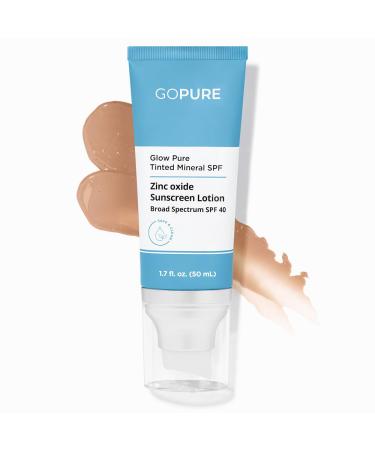 buy goPure Glow Tinted Mineral SPF 40 - Dermatologist-Tested Moisturizer & Sunscreen | Natural Reef-Friendly Face Protection | Achieve Glowing Skin - Buy Online on GoSupps.com
