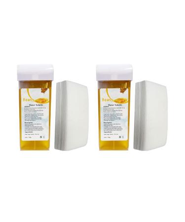 2 honey wax cartridges with 100 paper wax strips sugar cartridges warm paste roll hot wax roller hair removal depilation 100 ml growing hot rolls soft gentle removal - Buy Online on GoSupps.com