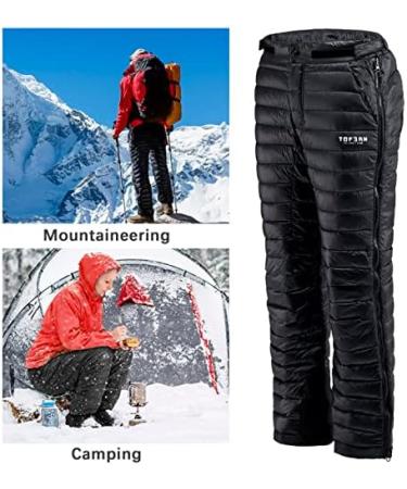 Tip Winter Down Pants | Warm Thick Windproof Skiing Thermal Trousers - Unisex Black Double-Sided Zipper - Buy Online on GoSupps.com