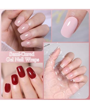 Semi Cured Gel Nails Strips 20 Stickers Nail Wraps Soft Self-Adhesive Gel Nail Stickers Salon-Quality Gel Nail Strips for Nails French Tip Manicure UV/LED Lamp Required (Glitter-87) - Buy Online on GoSupps.com