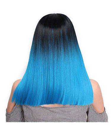 HBINGBING Blue Straight Long 20 Synthetic Lace Front Wig - Heat Resistant Fiber for All Women - Buy Online on GoSupps.com