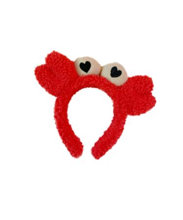 minkissy Animal Cosplay Headwear Plush Animal Hair Hoop Cosplay Animal Hair Hoop Sea Animal Costume Headband Plush Crab Headband Makeup Headband Hair Hoops Hair Accessories Make up Girl One Size Red