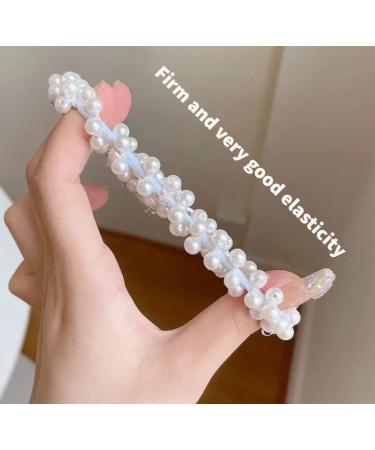 Pearl Hair Ties for All Hair Types - Elastic Beaded Hair Bands with Crown Scrunchies (Single Color A) - Women and Girls Fashion - Buy Online on GoSupps.com