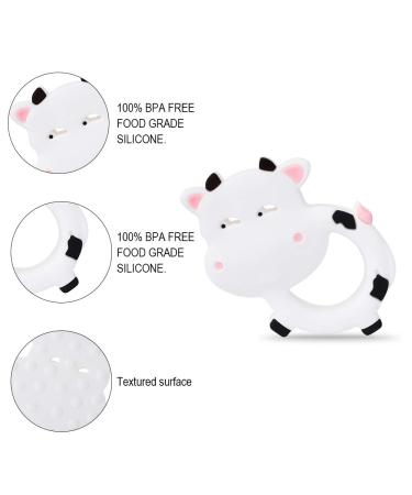 Baby Silicone Teether Sensory Chew Toy - BPA Free, Soft & Effective Teething Pain Relief - Freezer Safe, Food Grade Silicone - Best Shower Gift for Boys and Girls (Cow) - Buy Online on GoSupps.com