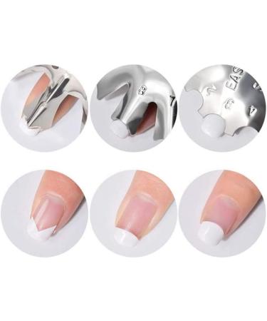 POFET Nail Art French Tips Trimmer - 3 Sizes Edge Smile Cut Line Metal Template for Perfect Nails - Buy Online on GoSupps.com