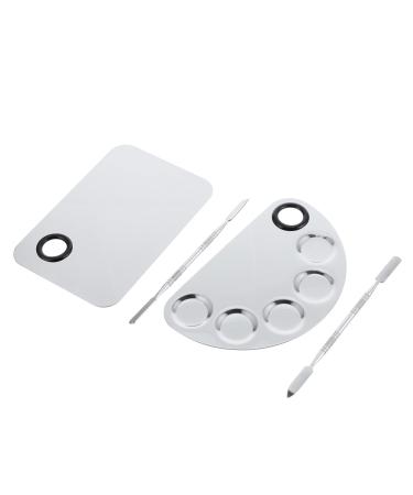 Ipetboom 2 Stainless Steel Makeup Nail Art Tool Nail Tools Makeup Spatula Tool Make up Kit Nail Art Polish Pinwheel Hair Clip Manicure Polish Holder Plate Metal Spatula Mix Palette Stick