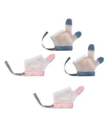 MAGICLULU Kids Tools Universal Tools 2 Pairs Child Finger Sucking Gloves Baby Anti- Eating Hands Gloves Baby Anti- Suck Gloves Mesh Sucking Glove for Baby Boys and Girls (Assorted Color) Mittens
