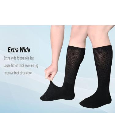 COIYUFUX Extra Wide Bariatric Diabetic Socks - 2 Pairs Black | Ideal for Lymphedema, Swollen Edema, Cast Leg, Calf - Buy Online on GoSupps.com