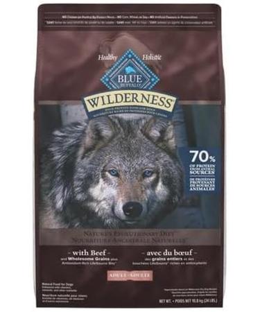 Blue Buffalo Wilderness More Meat & Wholesome Grains Natural Dry Dog Food Beef 24lb Beef More Meat Wholesome Grains
