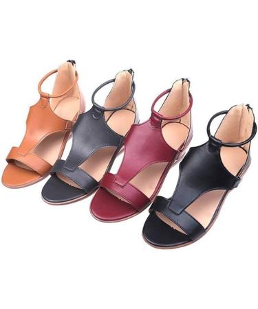 Shop Creev Women's Orthopedic Wedge Sandals - Comfortable Open Toe PU Leather Summer Hiking Flip-Flops for Beach & Travel - Available in Burgundrot 37 EU & Light Bruin 35 EU - Buy Online on GoSupps.com