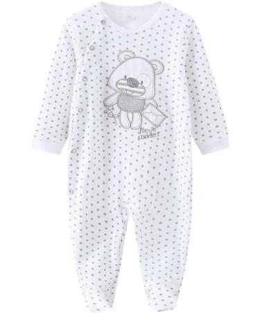 MAMIMAKA Baby Clothes: Cotton Footed Pajamas for Boys and Girls | 0-18 Months | Long Sleeve | Size: 0-3 Months | Color6 - Buy Online on GoSupps.com
