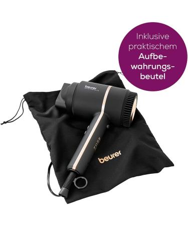 Beurer HC 35 Compact Hair Dryer - 1600-2000 Watts Ion Function for Shiny Hair Includes Styling Nozzle Black/Ros - International Shipping Available - Buy Online on GoSupps.com