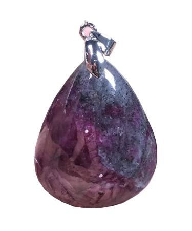 Natural Ruby Zoisite Pendant Red Green Rare Ruby Zoisite Crystal Stone For Women Man Luck Gift love Wealth 31x25x10mm water droplets Beads Silver Jewelry AAAA