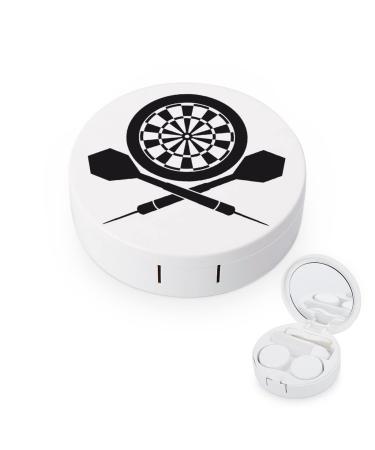 Darts Board Logo Round Case For Contact Lens Kit Storage Box with Mirror Printed