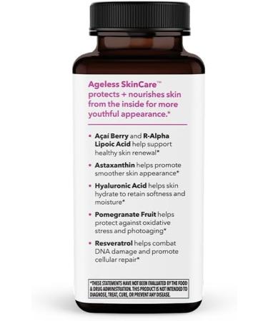 LifeSeasons Ageless Skin - Anti-Aging Supplement with Antioxidants & Moisturizers - 90 Capsules of Acai Astaxanthin Resveratrol & Pomegranate Extract - Buy Online on GoSupps.com