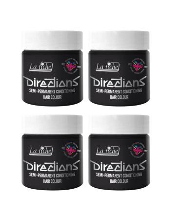 4x La Riche Directions Semi-Permanent Hair Color 100ml Tub - Ebony Ebony 100 ml (Pack of 4)