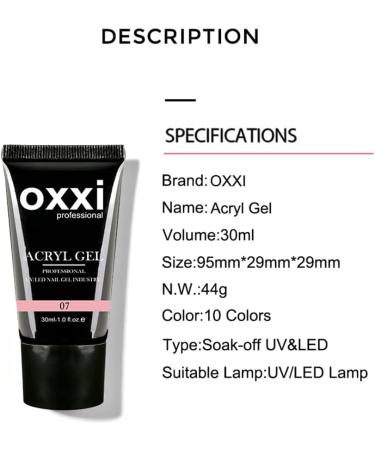  OXXI Professional Oxxi Professional 30ml Acrylic Gel Poly Nail Acrylic Gel Build Press On Waltz Fake Nail Tips (Pink 10) - Buy Online on GoSupps.com