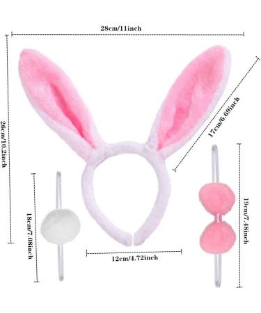 Rabbit Ears Headband Bunny Costume 3 Sets Rabbit Ears Headband and Tail Bow Tie for Adult Children Cosplay Christmas Carnival Party - Buy Online on GoSupps.com