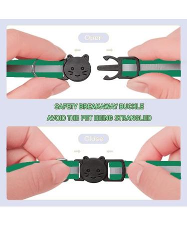 Hepplly 2-Pack Dark Green Cat Collars - Quick Release Reflective Kitten Collars with Bell for Safe & Stylish Outdoor Adventure - Buy Online on GoSupps.com