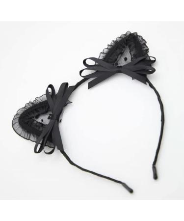 TTOA Black Cat Ear Headband | Halloween Hair Accessories | Lace Hair band
